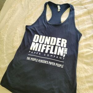 Dunder Mifflin Navy Racerback Tank Top Large Tee Public